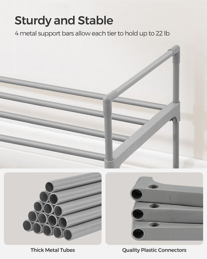 3 Tier Metal Shoe Rack for 15 Pairs of Shoes - HWLEXTRA 