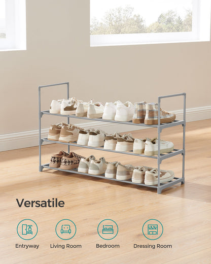 3 Tier Metal Shoe Rack for 15 Pairs of Shoes - HWLEXTRA 