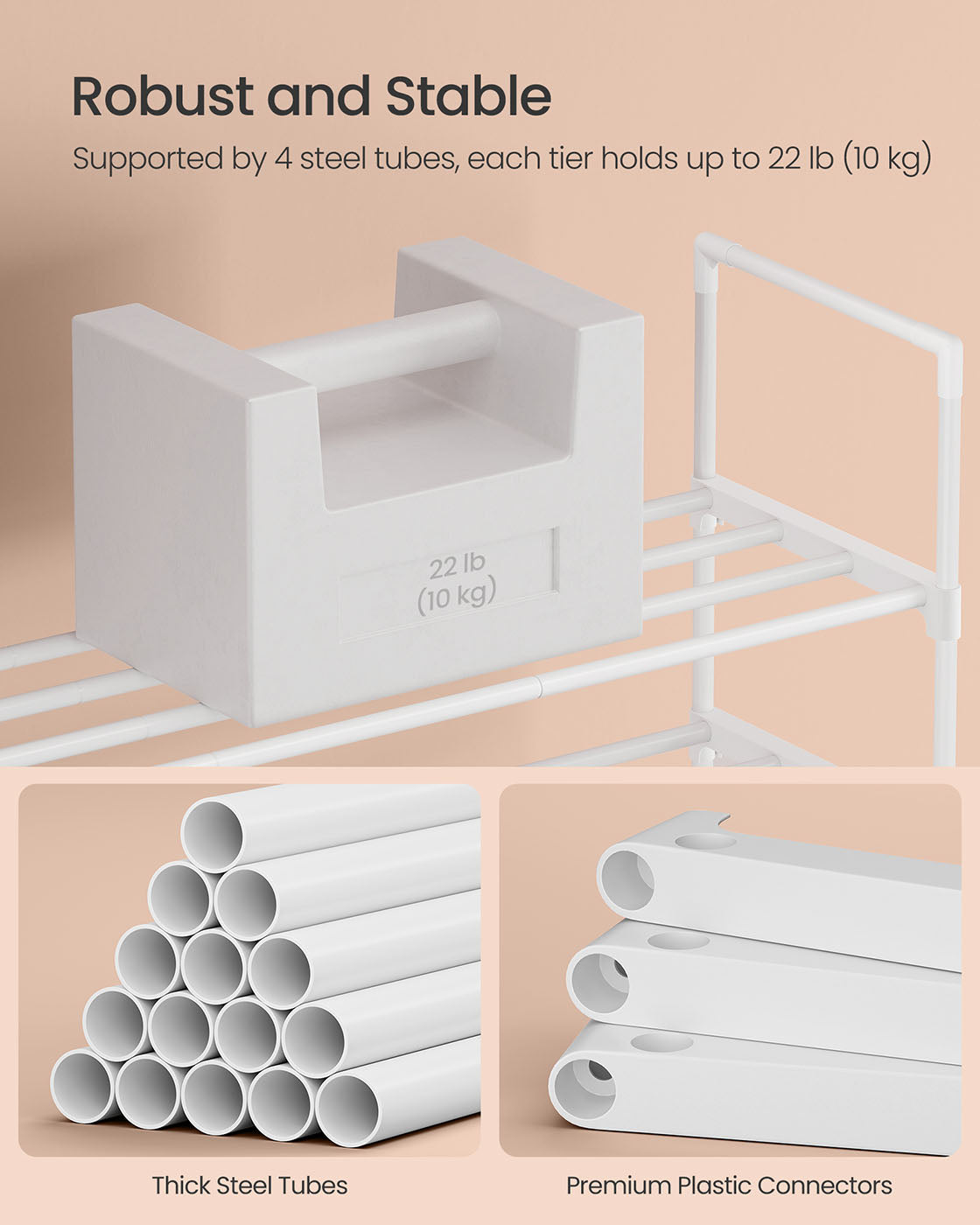 Shoe Rack 3-Tier Shoe Organizer 11.8 x 36.2 x 21.7 Inches Pearl White - image 5