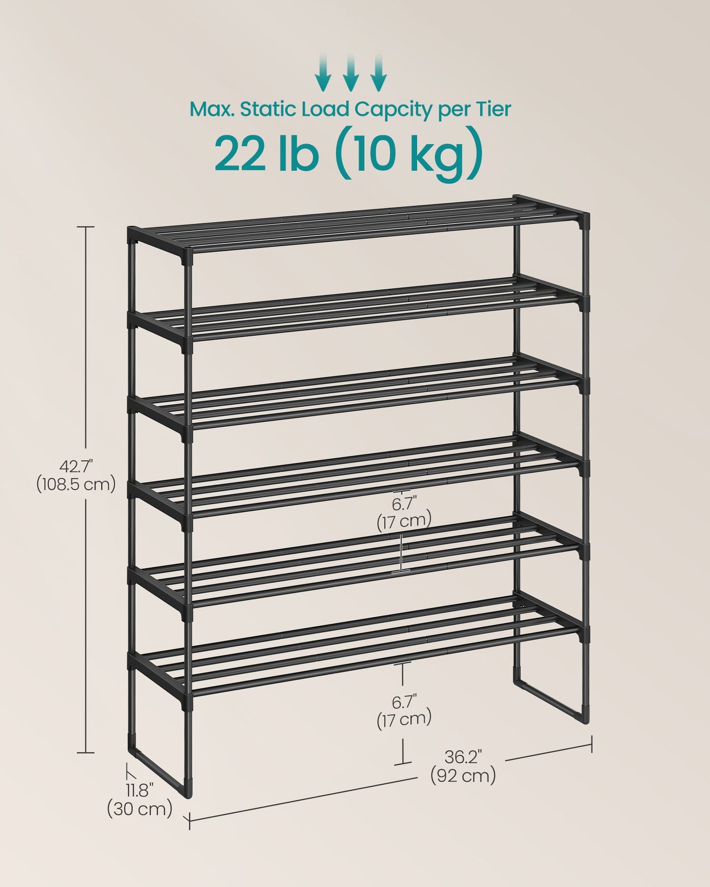 Shoe Rack, Shoe Organizer, Metal Storage Shelf