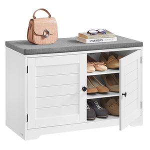 Shoe Storage Bench with Cushion, 3-Tier Entryway Bench with Padded Seat
