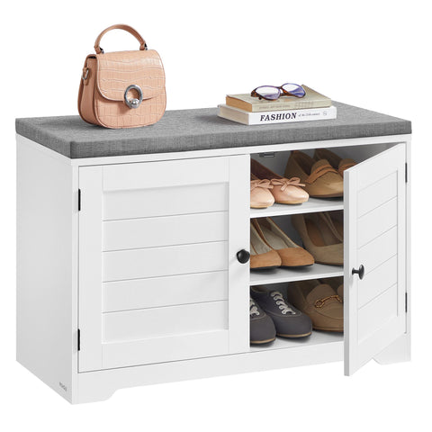 Shoe Storage Bench with Cushion, 3-Tier Entryway Bench with Padded Seat