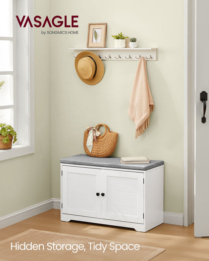 Shoe Storage Bench with Cushion, 3-Tier Entryway Bench with Padded Seat