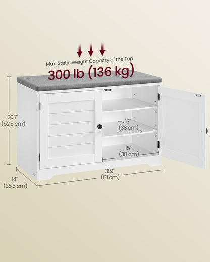 Shoe Storage Bench with Cushion, 3-Tier Entryway Bench with Padded Seat