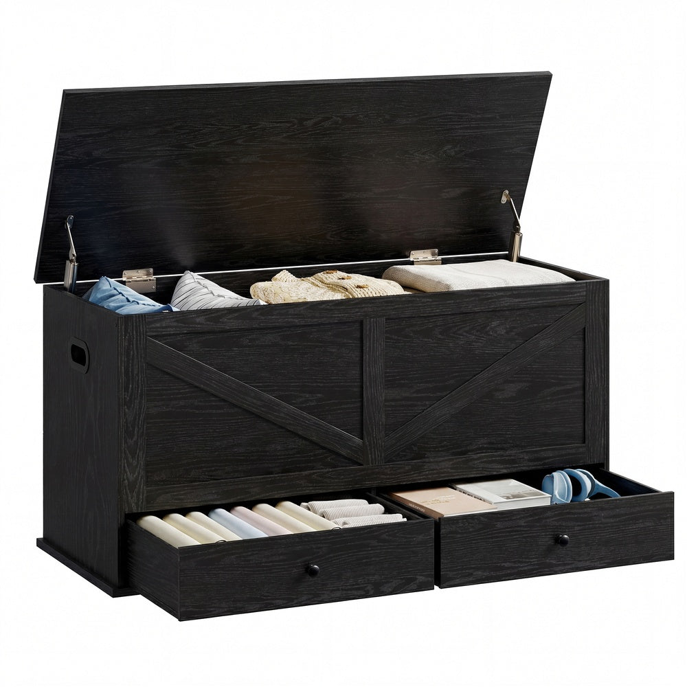 Farmhouse storage bench with fabric drawers for entryway or bedroom - image 8
