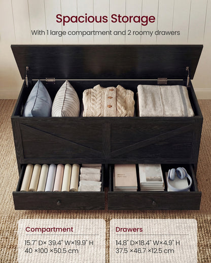 Farmhouse storage bench with fabric drawers for entryway or bedroom - image 10