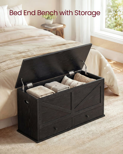 Farmhouse storage bench with fabric drawers for entryway or bedroom - image 11