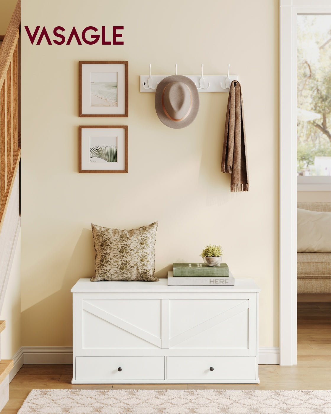 Farmhouse storage bench with fabric drawers for entryway or bedroom - image 16