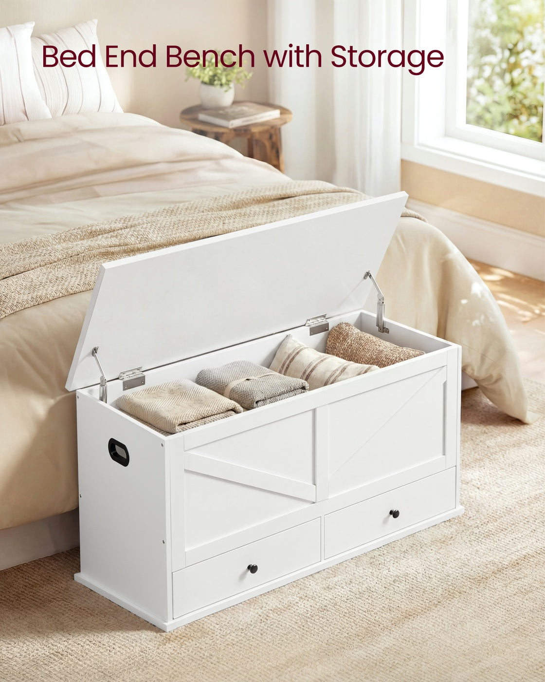 Farmhouse storage bench with fabric drawers for entryway or bedroom - image 18