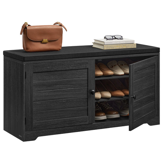 Shoe Storage Bench with Cushion, 3-Tier Entryway Bench with Padded Seat