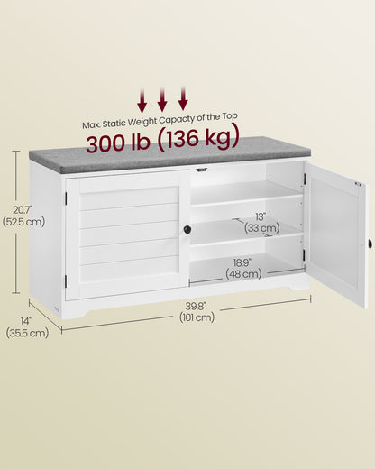 Shoe Storage Bench with Cushion, 3-Tier Entryway Bench with Padded Seat