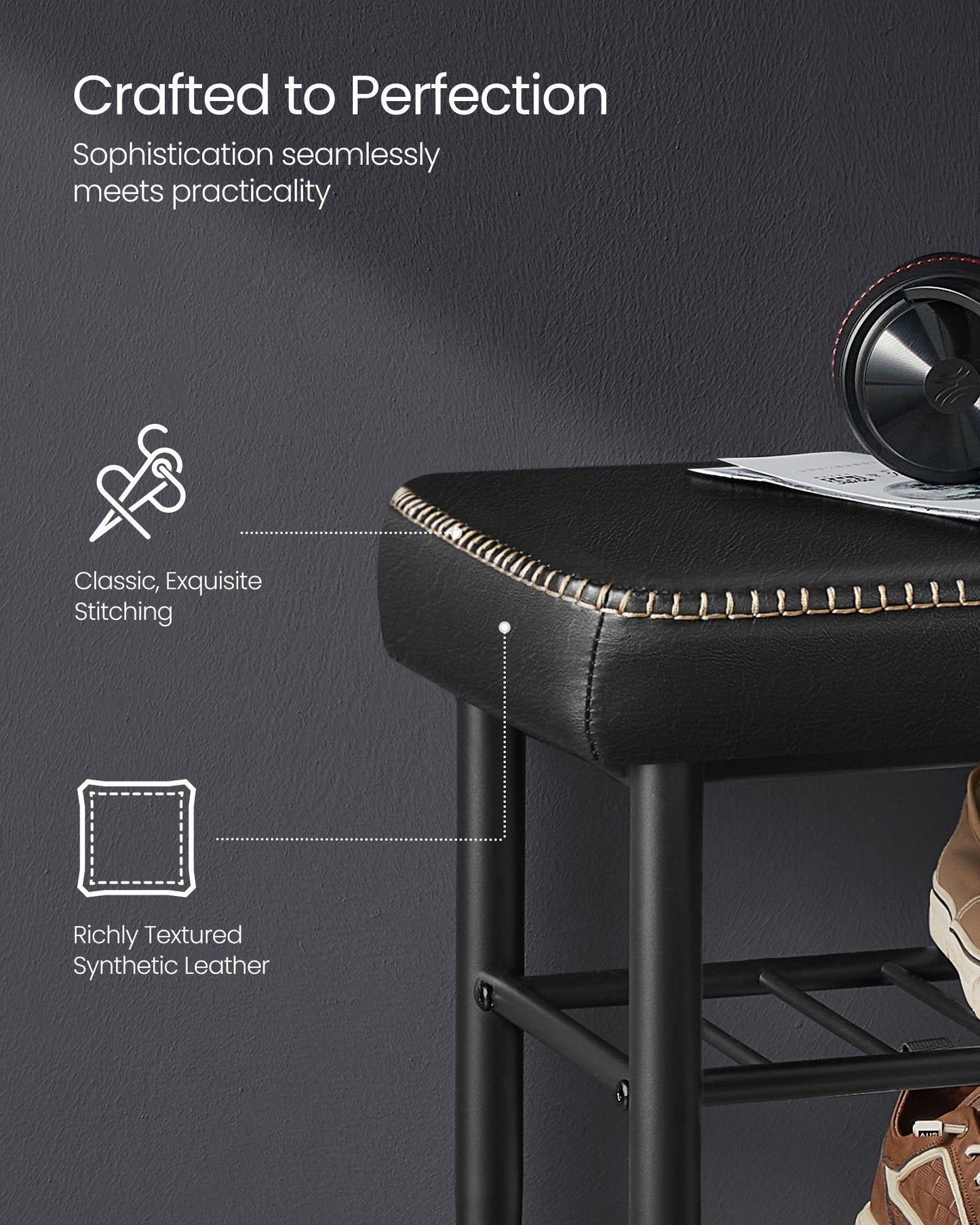 EKHO Collection - Shoe Bench with Metal Shelves - HWLEXTRA 
