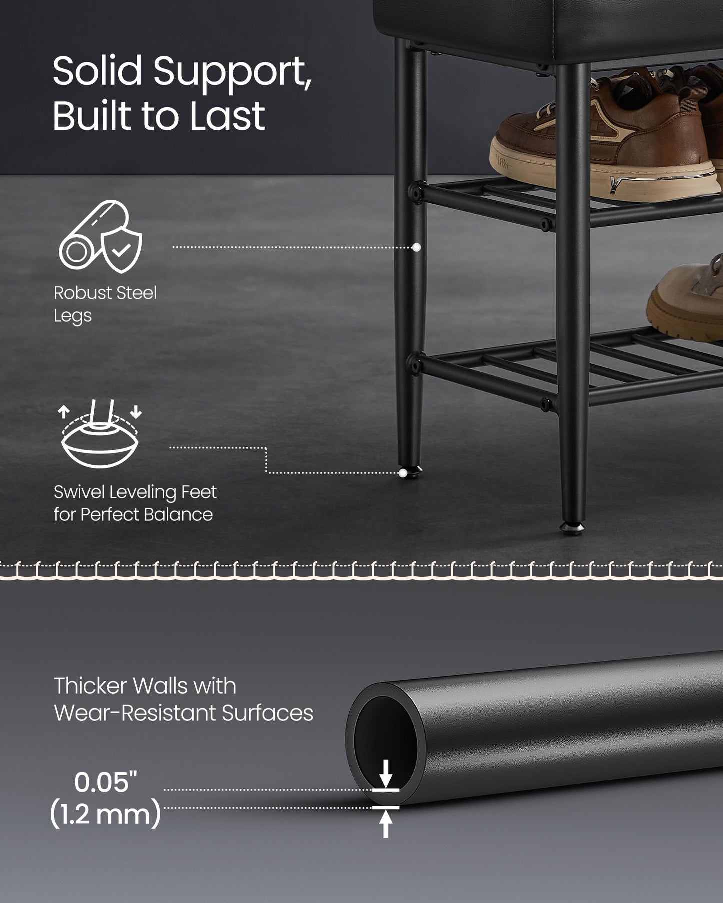 EKHO Collection - Shoe Bench with Metal Shelves - HWLEXTRA 