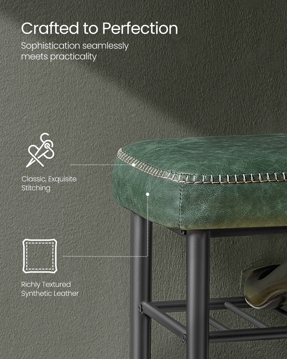 EKHO Collection - Shoe Bench with Metal Shelves - HWLEXTRA 