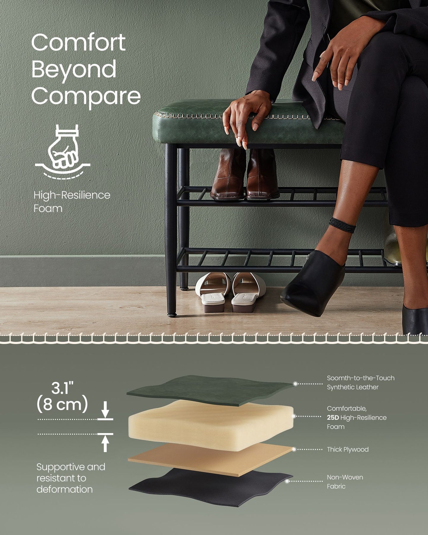 EKHO Collection - Shoe Bench with Metal Shelves - HWLEXTRA 