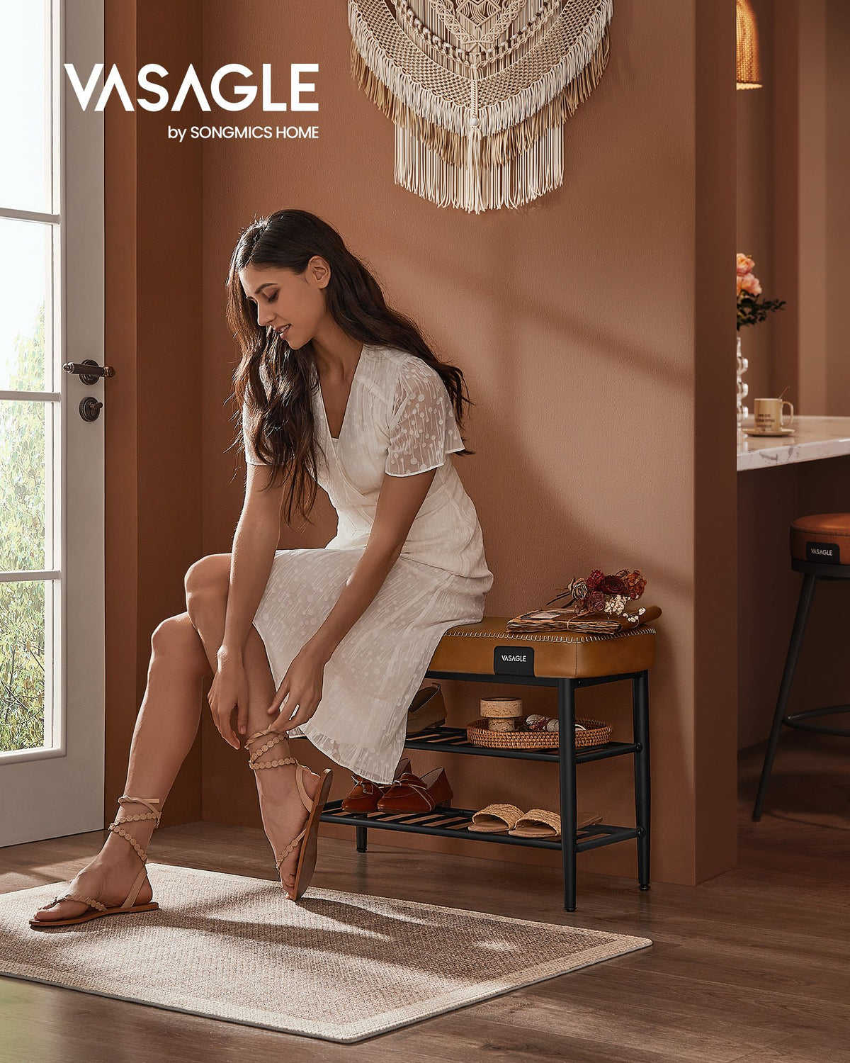 EKHO Collection - Shoe Bench with Metal Shelves - HWLEXTRA 