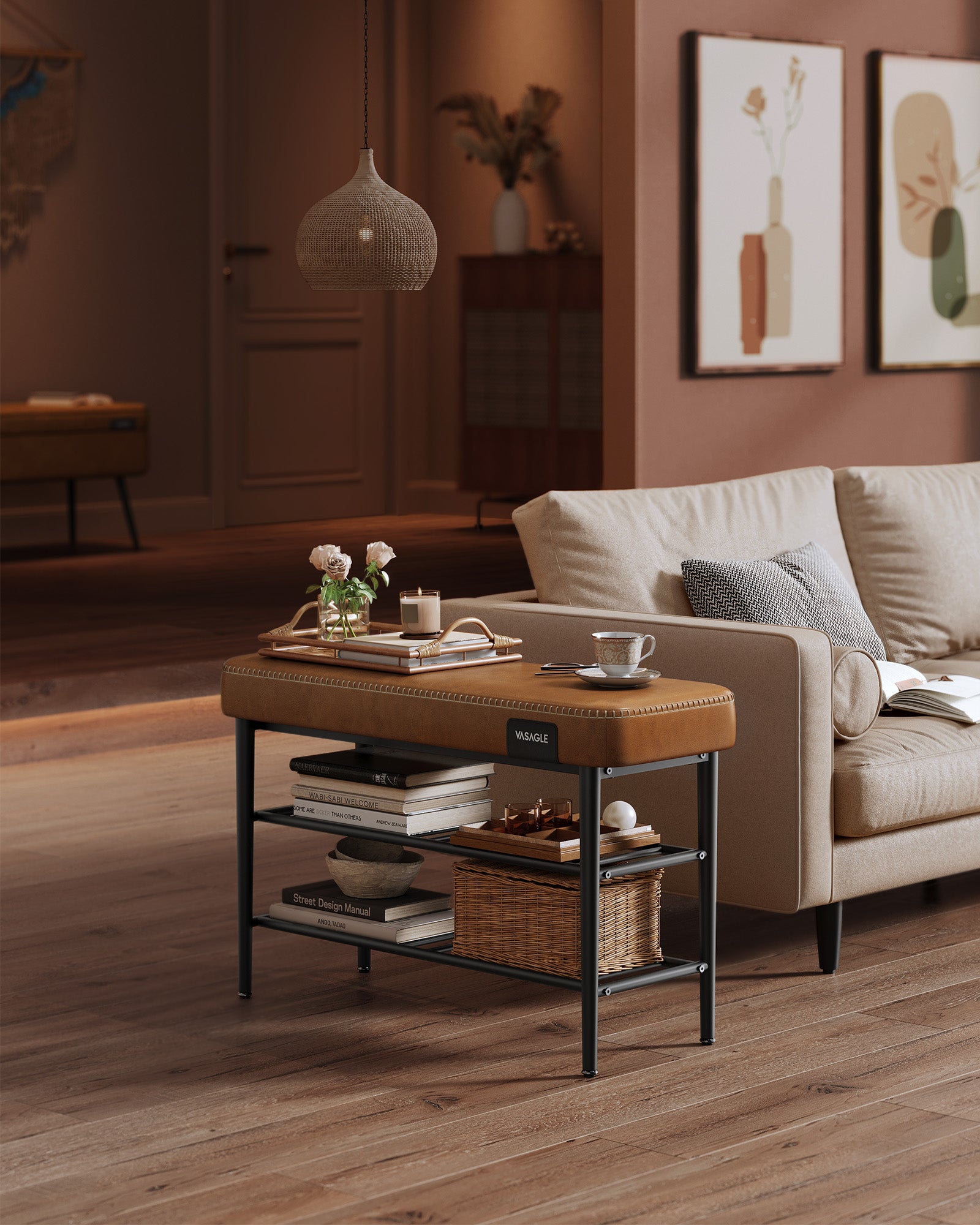 EKHO Collection - Shoe Bench with Metal Shelves - HWLEXTRA 