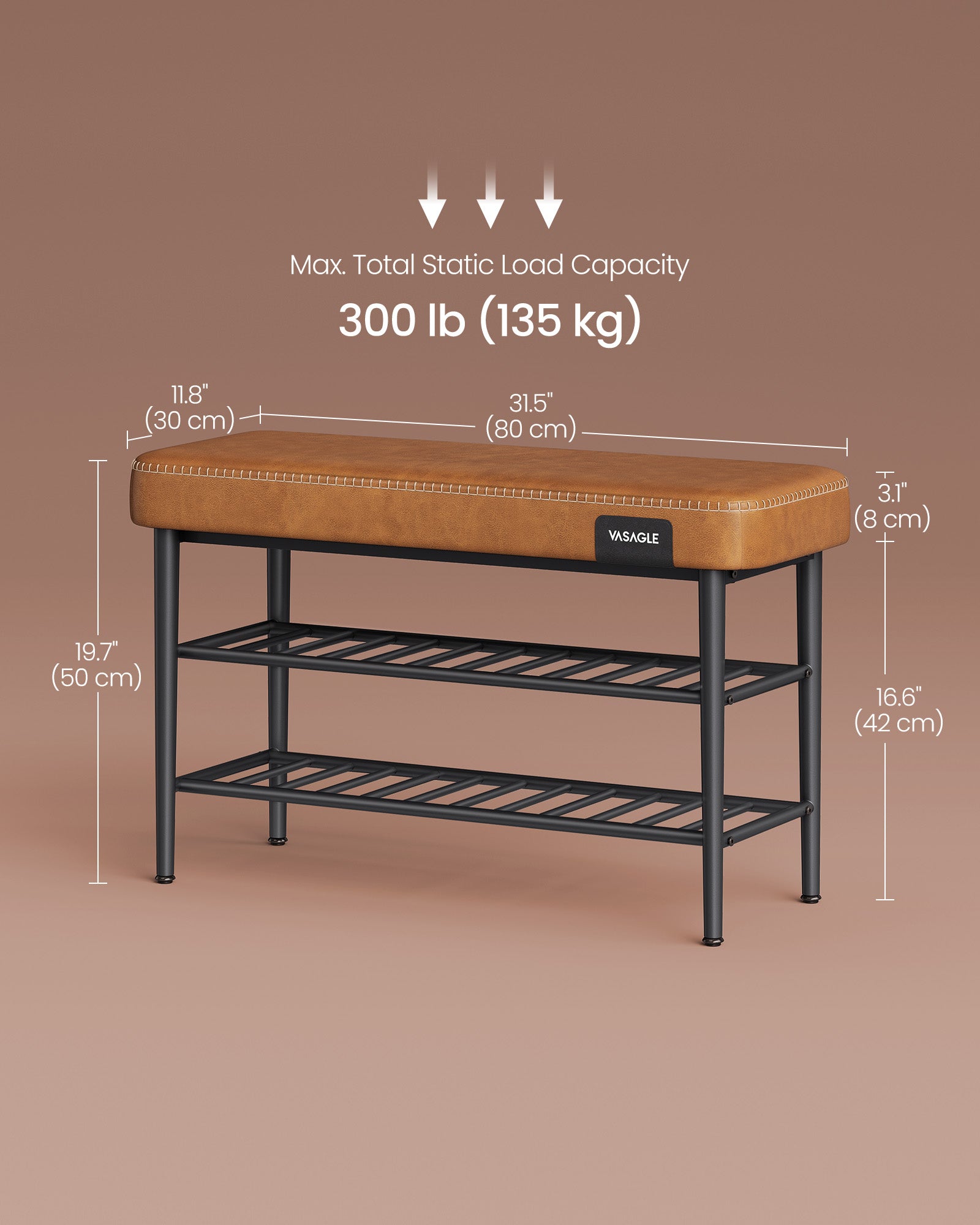 EKHO Collection - Shoe Bench with Metal Shelves - HWLEXTRA 