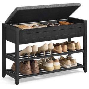 Storage Bench, Bamboo Shoe Rack, Entryway Furniture, 31.5 Inches Wide