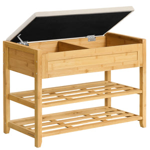 Storage Bench, Bamboo Shoe Rack, Entryway Furniture, 31.5 Inches Wide