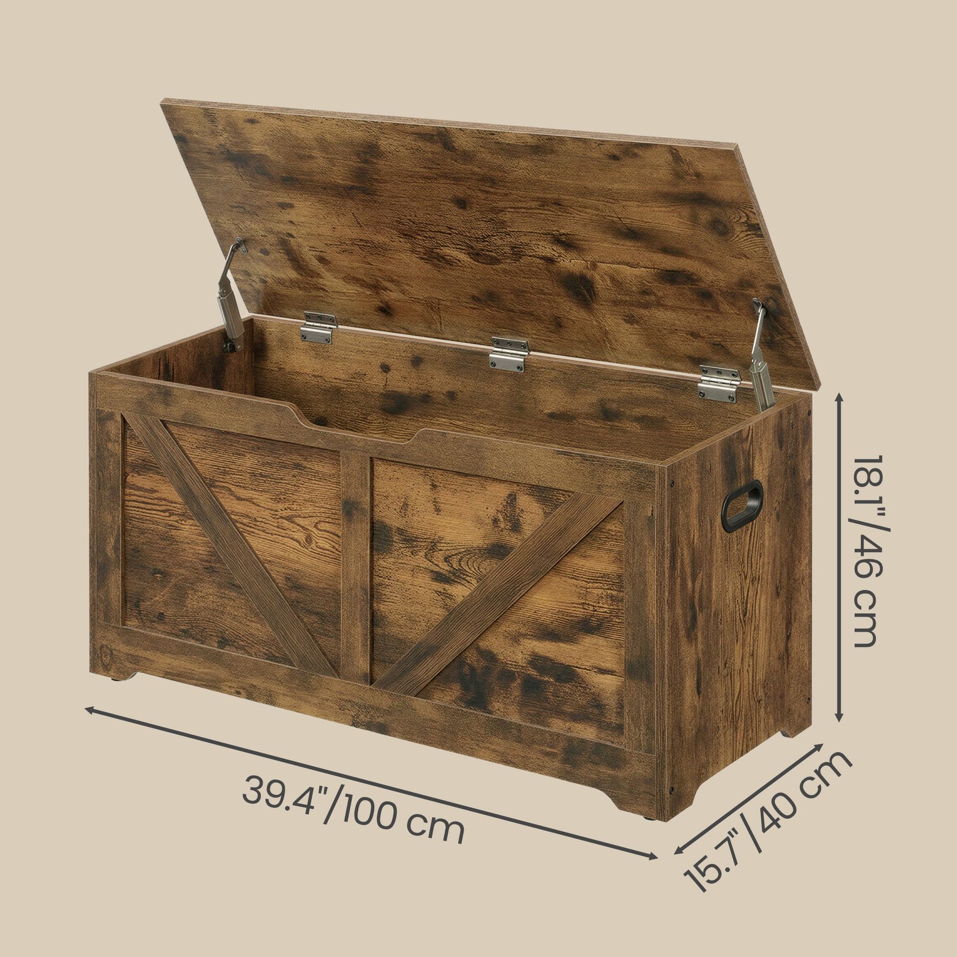 Farmhouse Blanket Storage Box, Shoe Bench with Storage, for Bedroom, Hallway, Living Room, Brown - image 3