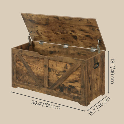 Farmhouse Blanket Storage Box, Shoe Bench with Storage, for Bedroom, Hallway, Living Room, Brown - image 3