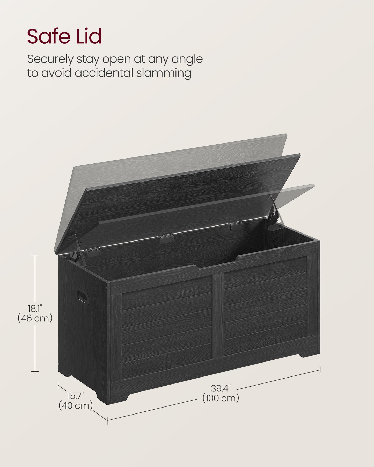 Storage Chest with 2 Safety Hinges