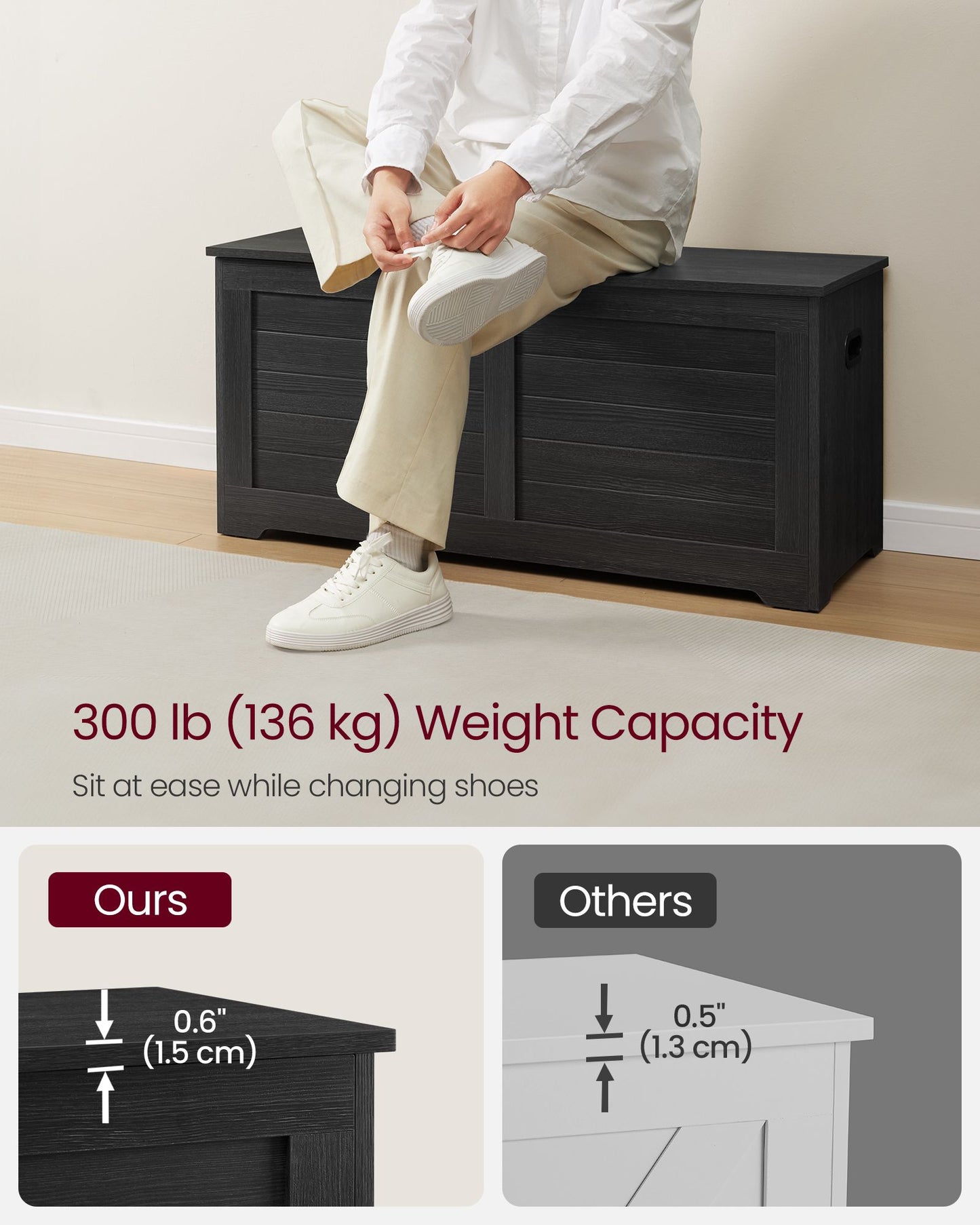 Storage Chest with 2 Safety Hinges