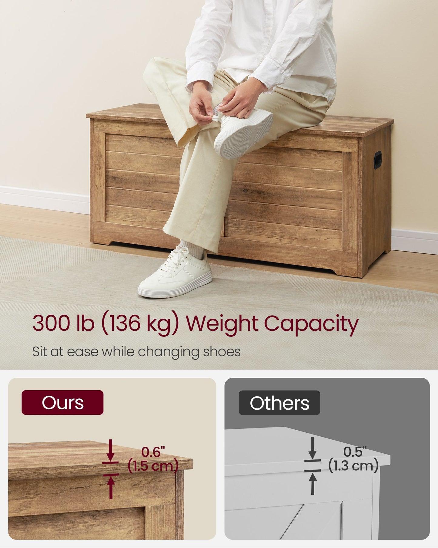 Storage Chest with 2 Safety Hinges