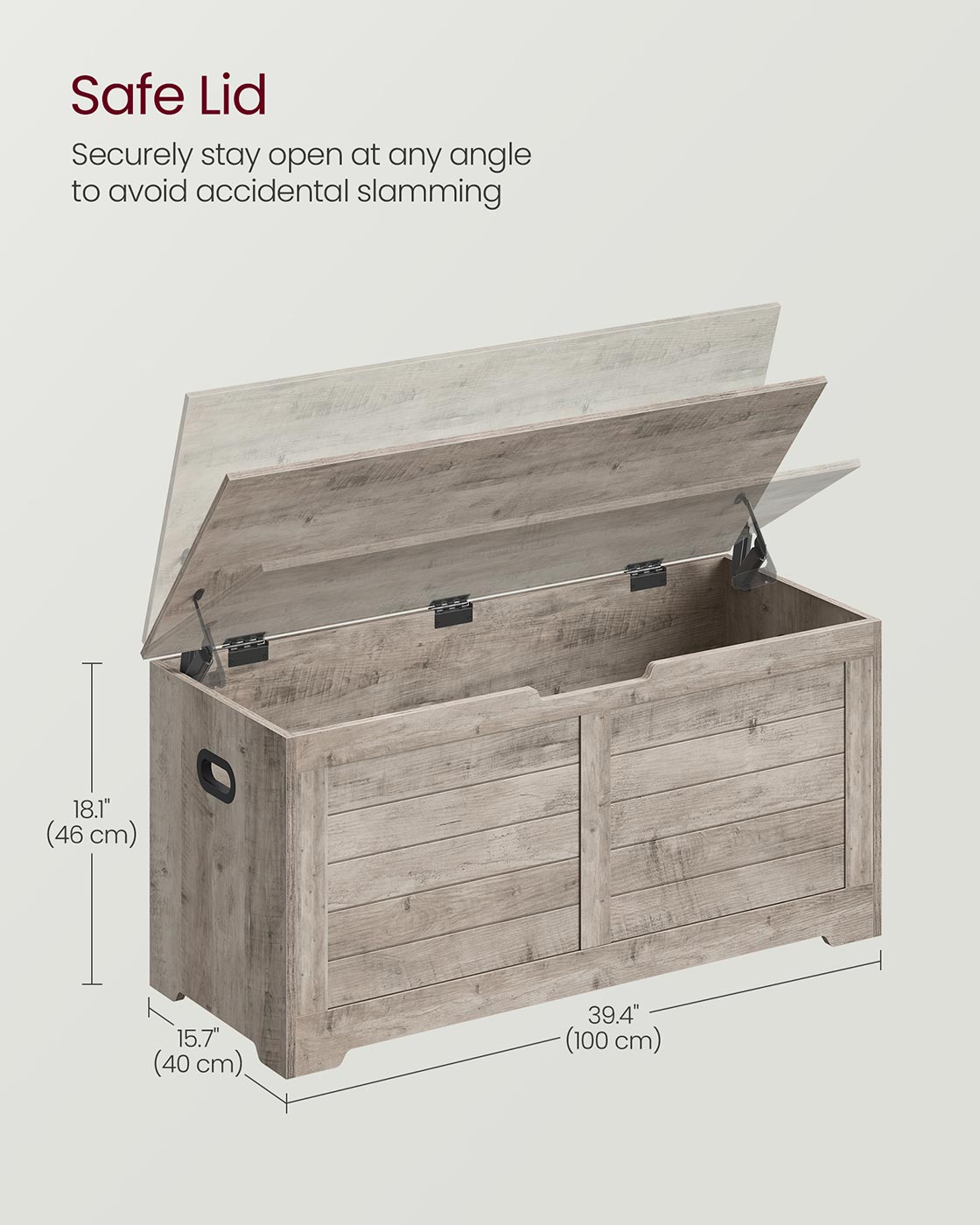Storage Chest with 2 Safety Hinges