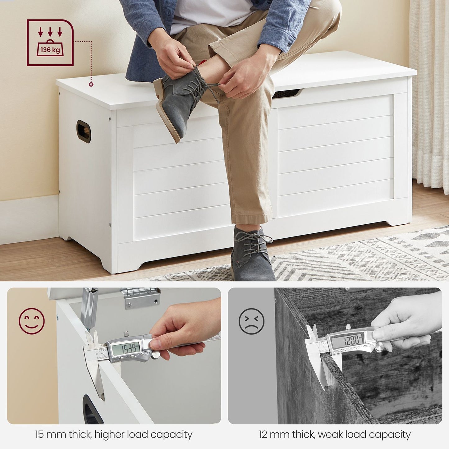 Storage Bench Matte White - image 5