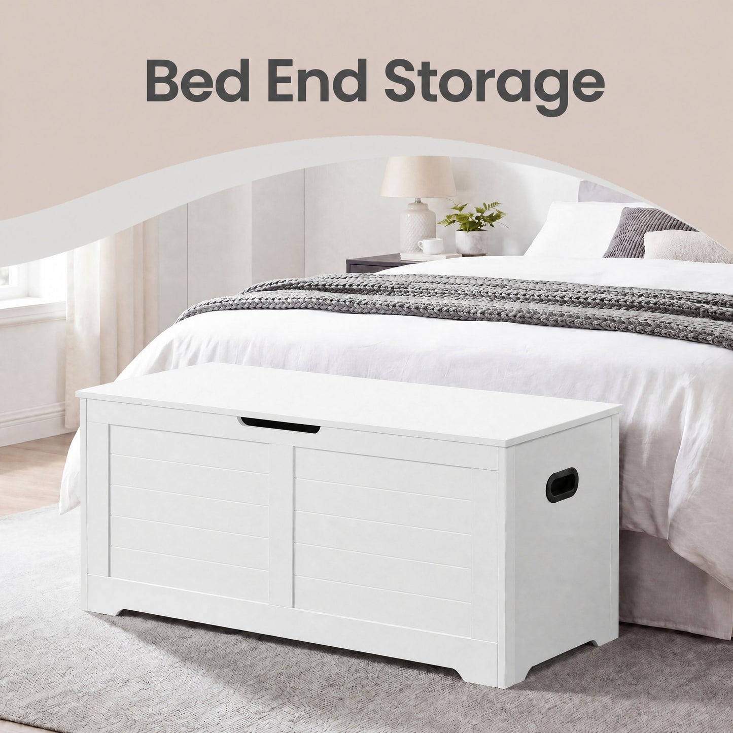 Blanket Storage Box, Shoe Bench with Storage, for Bedroom, Hallway, Living Room, White - image 10