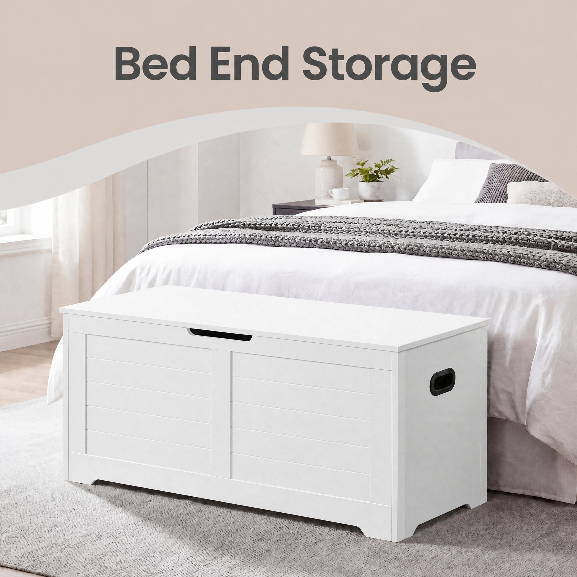 Blanket Storage Box, Shoe Bench with Storage, for Bedroom, Hallway, Living Room, White - image 10