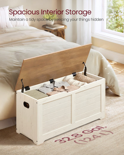 Farmhouse Storage Bench, 40 x 100 x 46 cm, Rustic White and Honey Brown - image 4