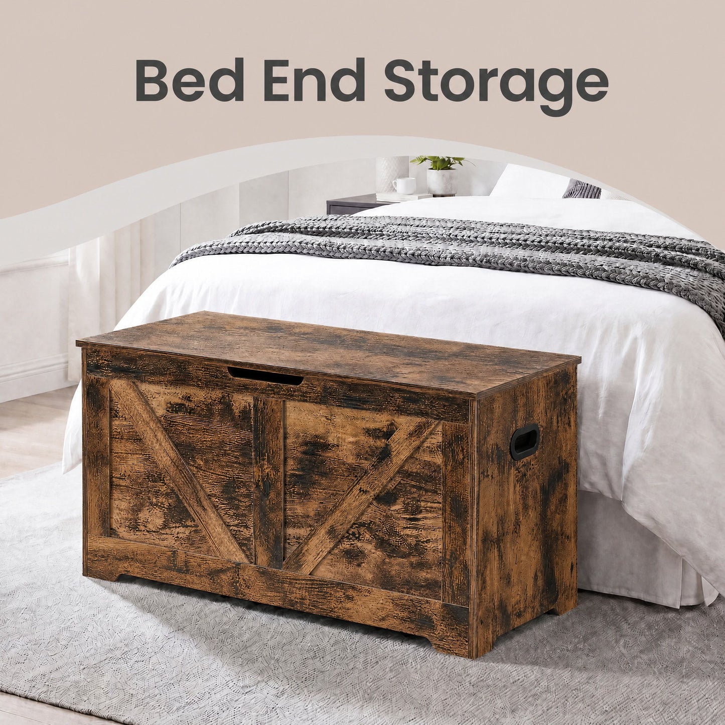 Farmhouse Blanket Storage Box, Shoe Bench with Storage, for Bedroom, Hallway, Living Room, Brown - image 17