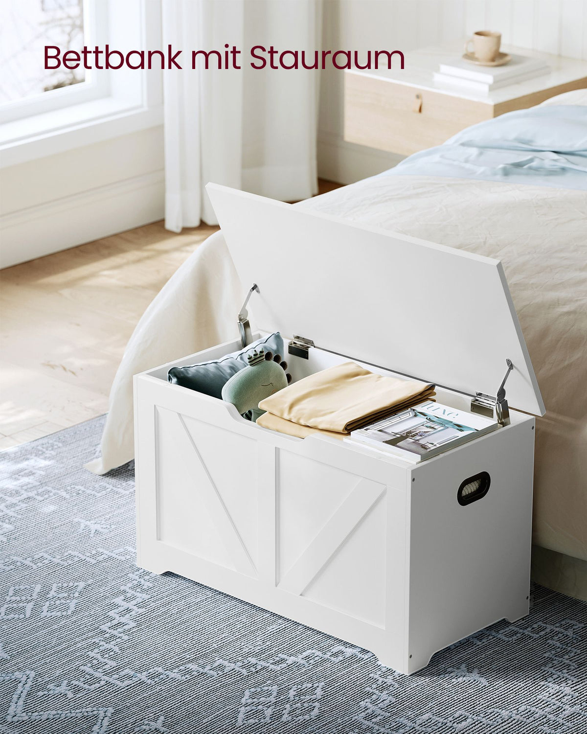 Storage Bench Matte White 40 x 80 x 46 cm
