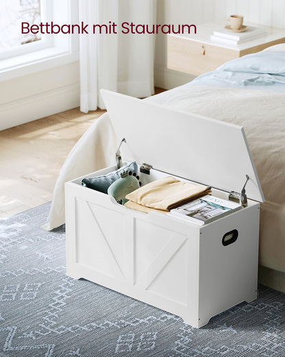 Storage Bench Matte White 40 x 80 x 46 cm