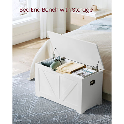 Storage Bench Matte White 40 x 80 x 46 cm - image 4