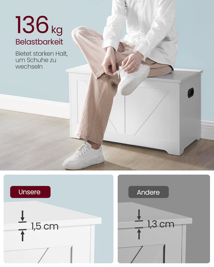 Storage Bench Matte White 40 x 80 x 46 cm