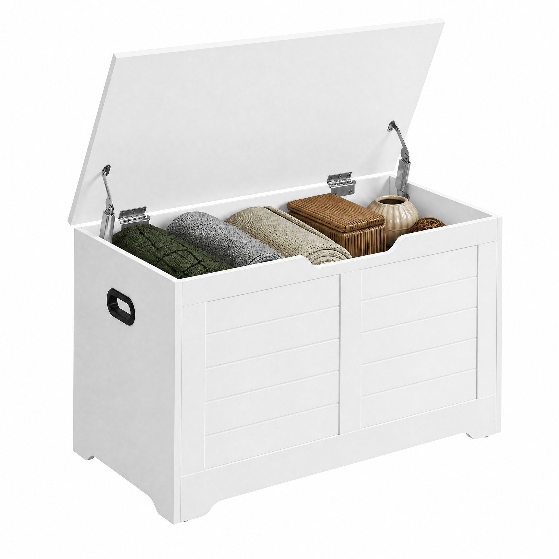 Blanket Storage Box, Shoe Bench with Storage, for Bedroom, Hallway, Living Room, White - image 12