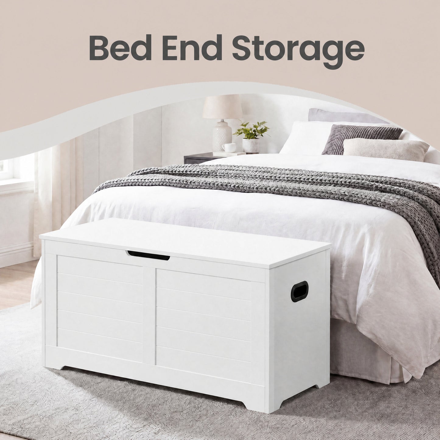 Blanket Storage Box, Shoe Bench with Storage, for Bedroom, Hallway, Living Room, White - image 18