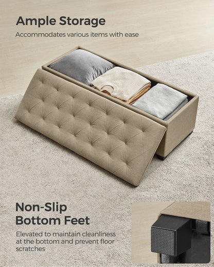 Storage Ottoman Bench with Legs, Load up to 660 lb - HWLEXTRA 