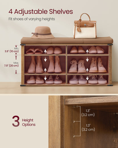 Shoe Storage Bench with Removable Cushion - image 4