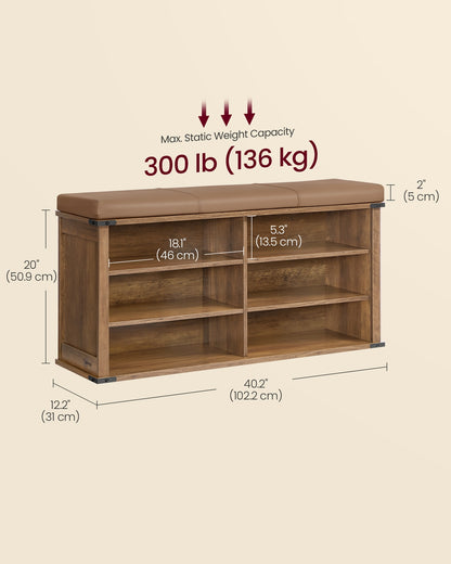 Shoe Storage Bench with Removable Cushion - image 6