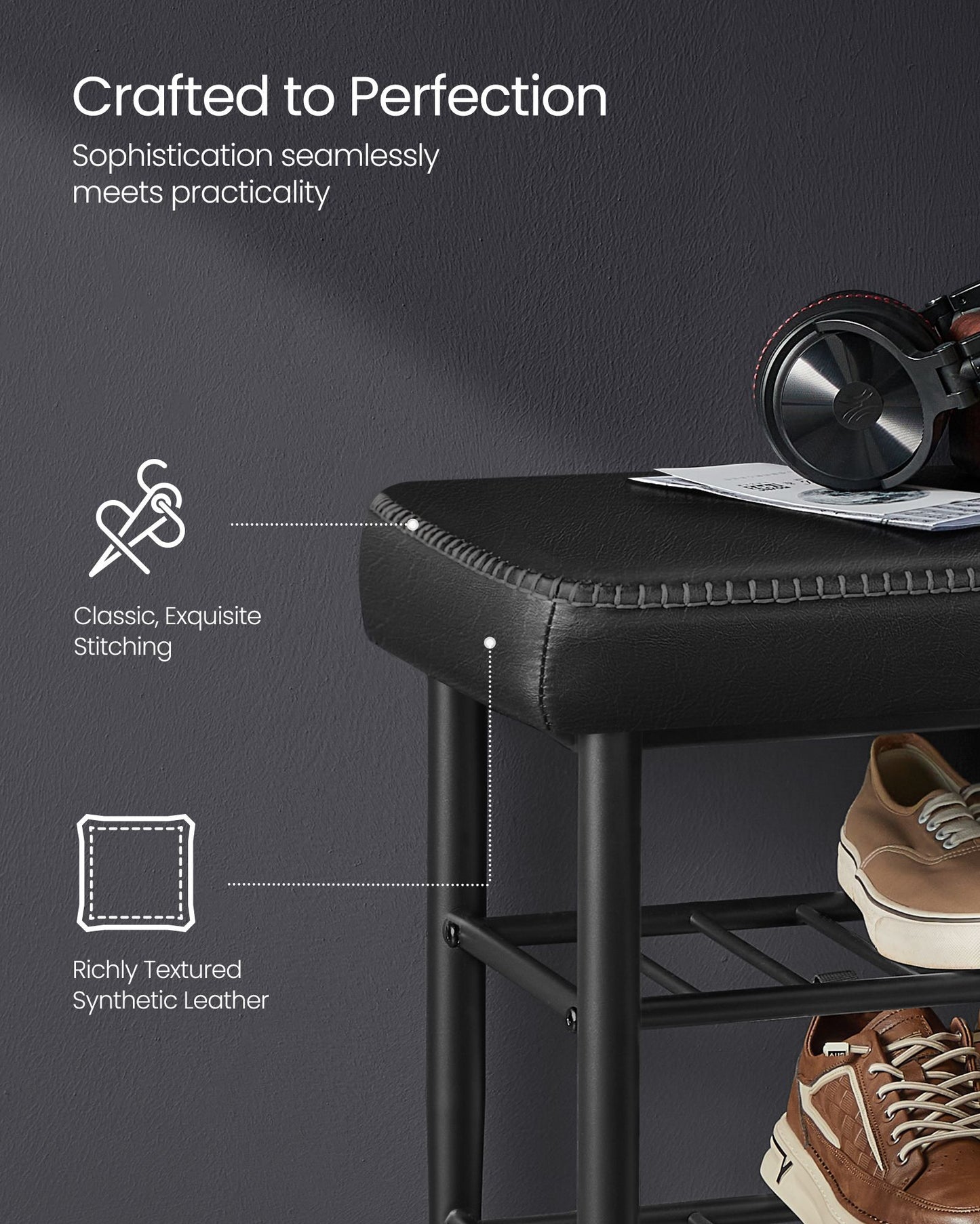 EKHO Collection - Shoe Bench with Metal Shelves - HWLEXTRA 