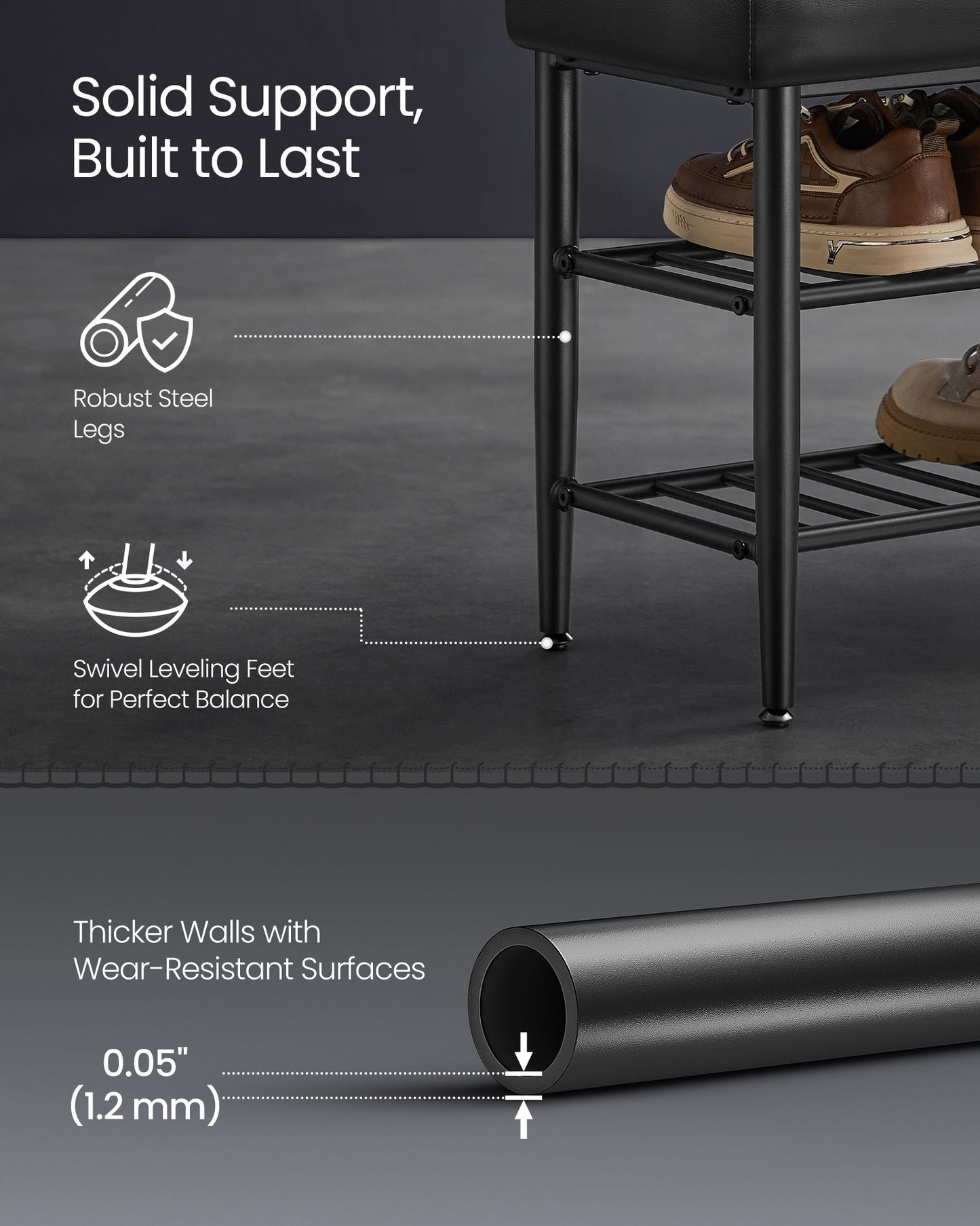 EKHO Collection - Shoe Bench with Metal Shelves - HWLEXTRA 