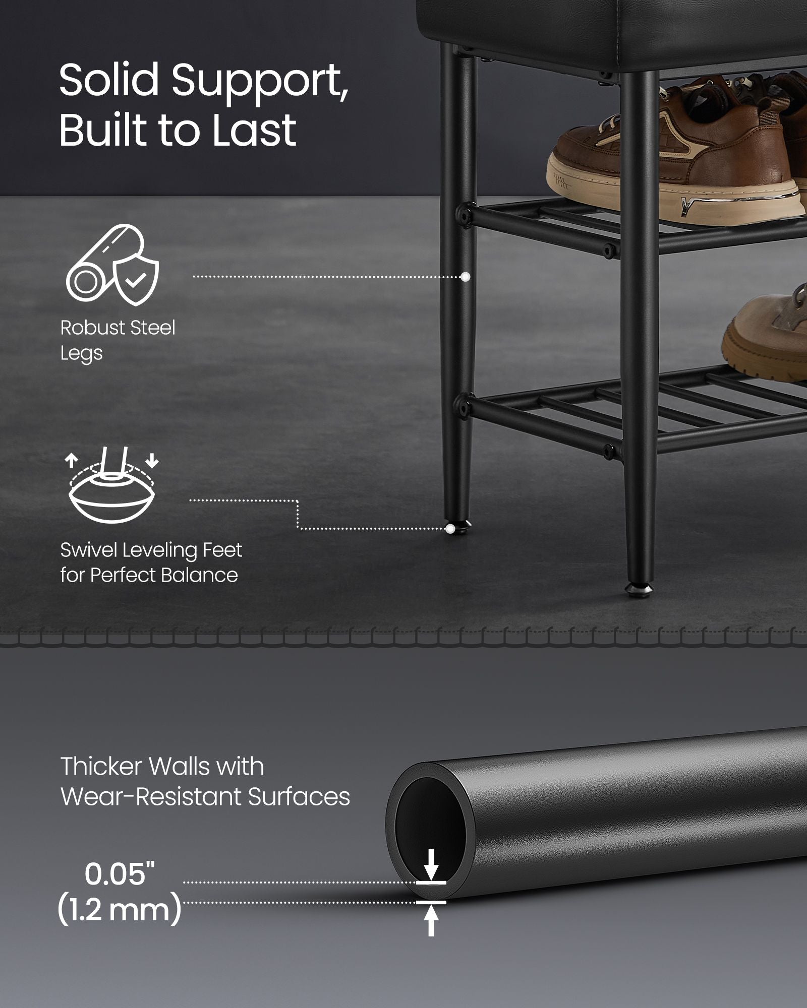 EKHO Collection - Shoe Bench with Metal Shelves - HWLEXTRA 