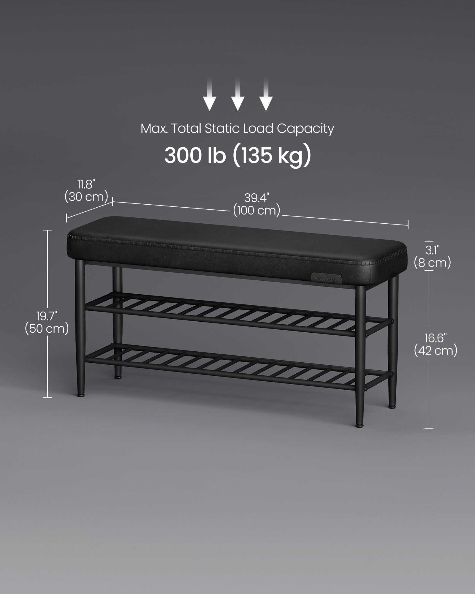 EKHO Collection - Shoe Bench with Metal Shelves - HWLEXTRA 
