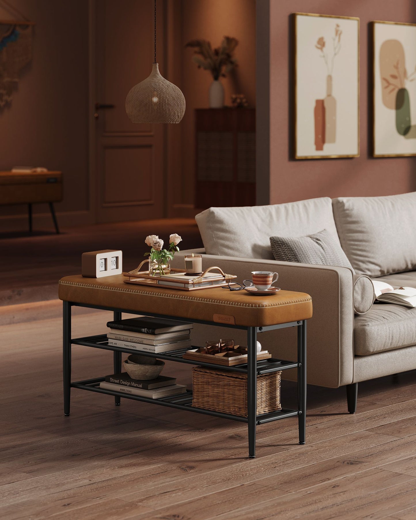 EKHO Collection - Shoe Bench with Metal Shelves - HWLEXTRA 