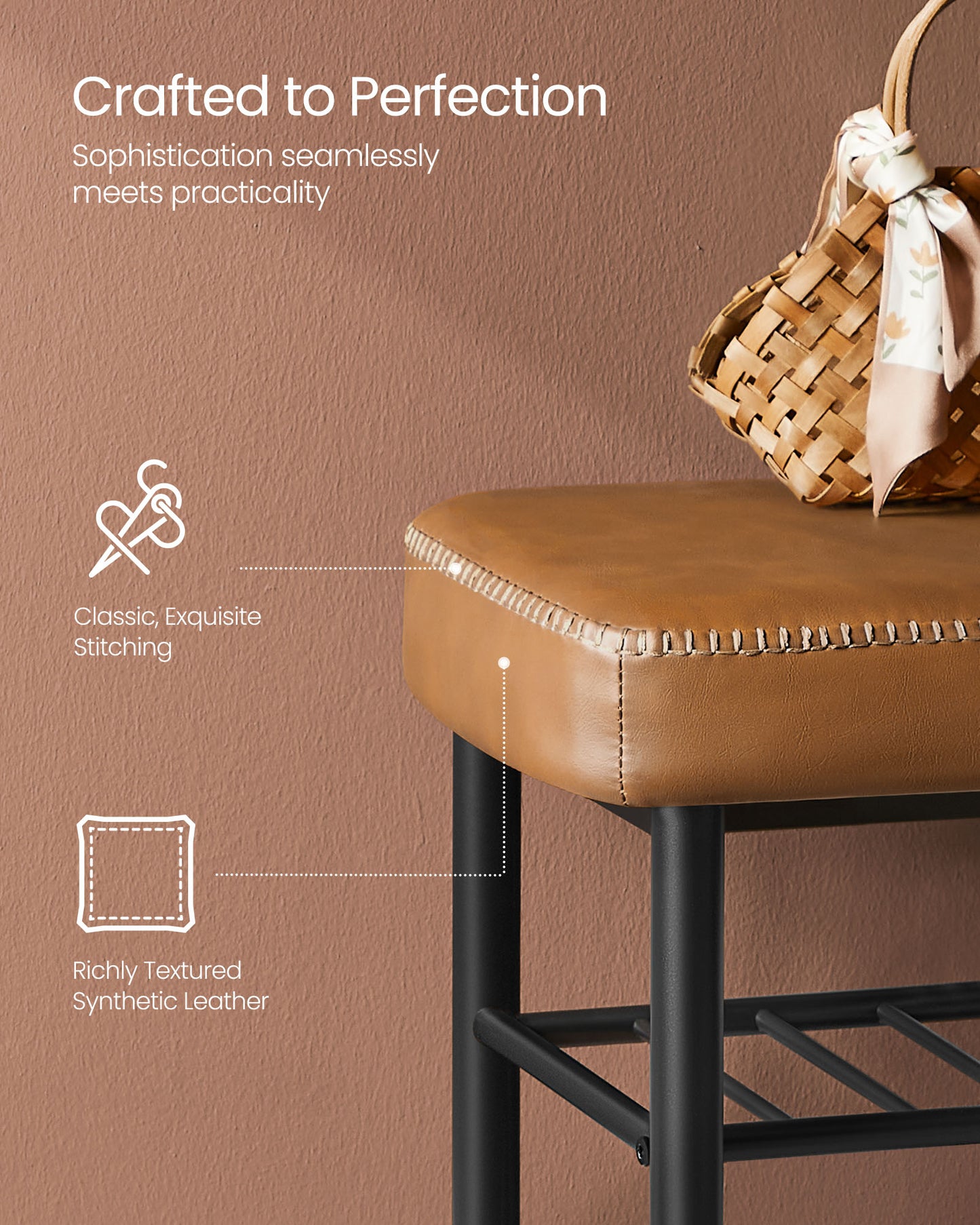 EKHO Collection - Shoe Bench with Metal Shelves - HWLEXTRA 